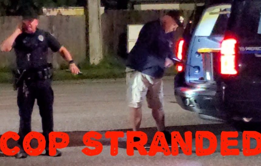 Cop Stranded With Flat Tire, Leaves On A Donut